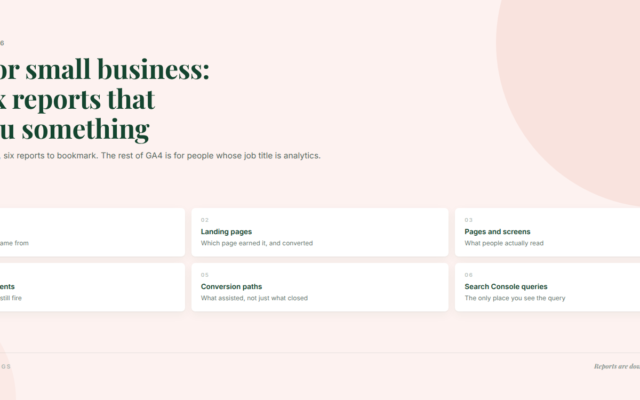 GA4 for Small Business: The 6 Reports That Actually Tell You Something
