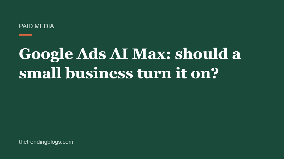 Google Ads AI Max: should a small business turn it on?