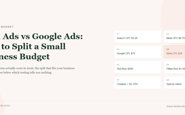 Meta Ads vs Google Ads: How a Small Business Should Split Its Budget in 2026